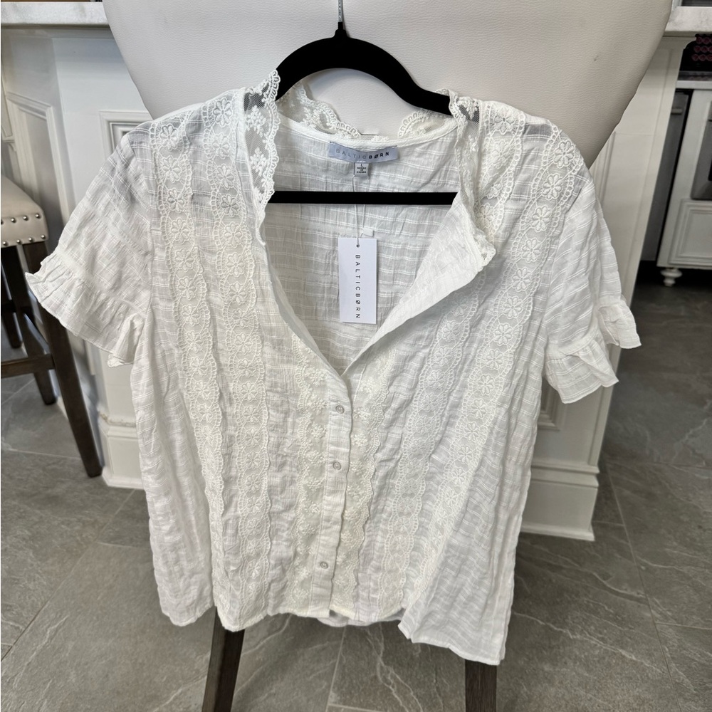 NWT Baltic Born White Lace Detail Blouse